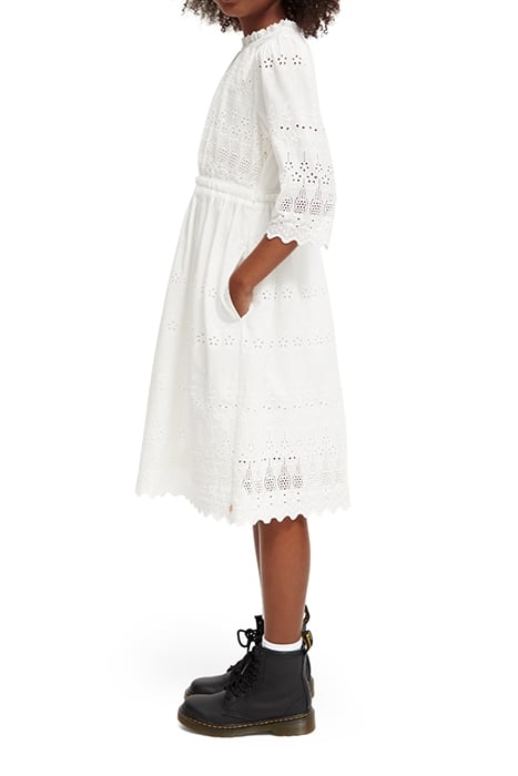 MIDI BRODERIE ANGLAISE DRESS OFF WHITE 6