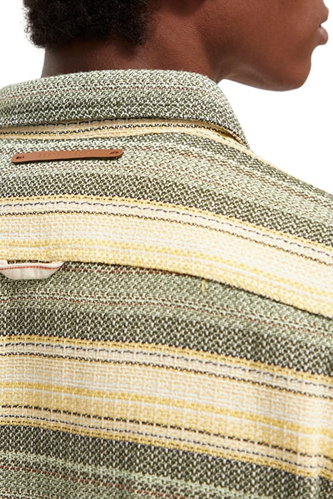 WAFFLE CHECK STRIPE SHIRT MULTI GREEN STRIPE 7