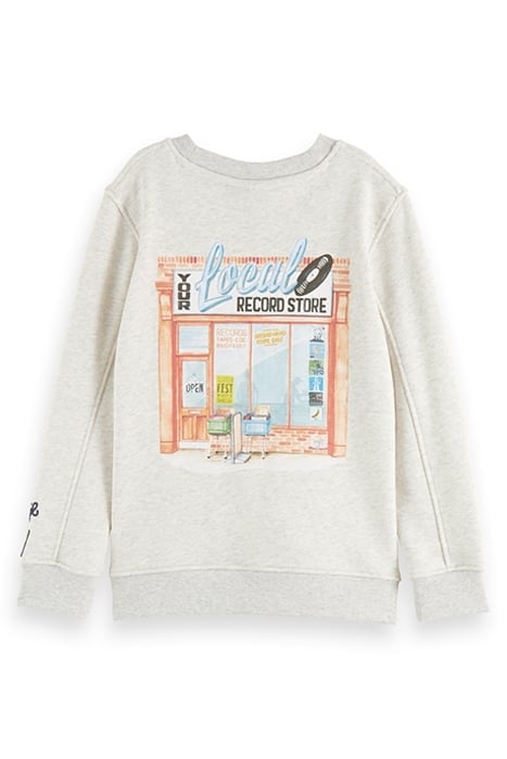 REGULAR FIT ARTWORK SWEATSHIRT IN ORGANIC COTTON ECRU MELANG 5