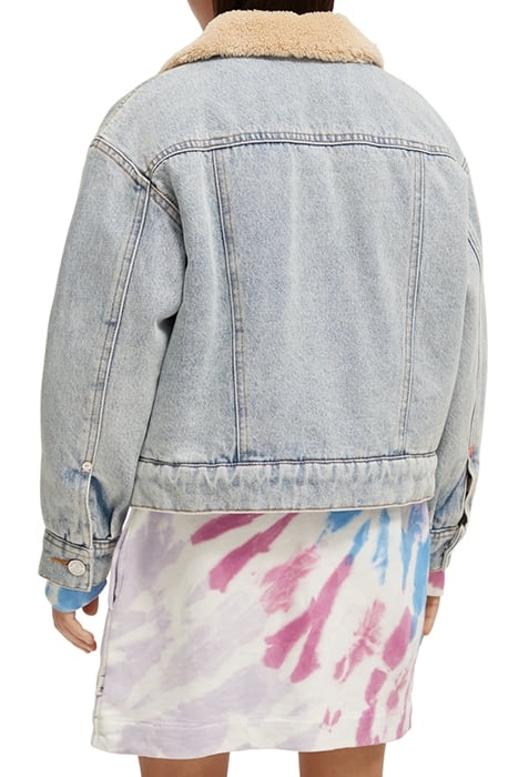 TEDDY LINED DENIM BIKER JACKET INDIGO 2