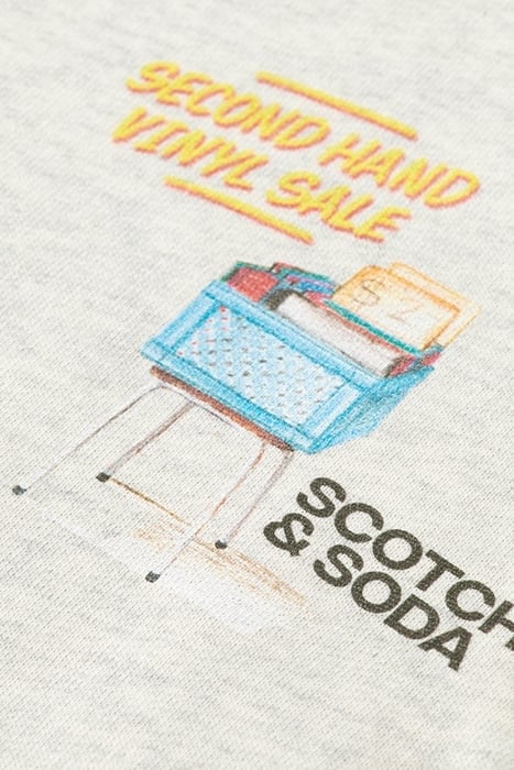 REGULAR FIT ARTWORK SWEATSHIRT IN ORGANIC COTTON ECRU MELANG 7