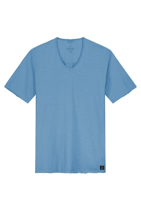 BASIC V-NECK TEE SLUB JERSEY AEGEAN BLUE 3