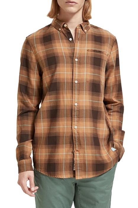 LIGHTWEIGHT HERRINGBONE SHADOW CHECK-STRIPE TOFFEE CHECK 1