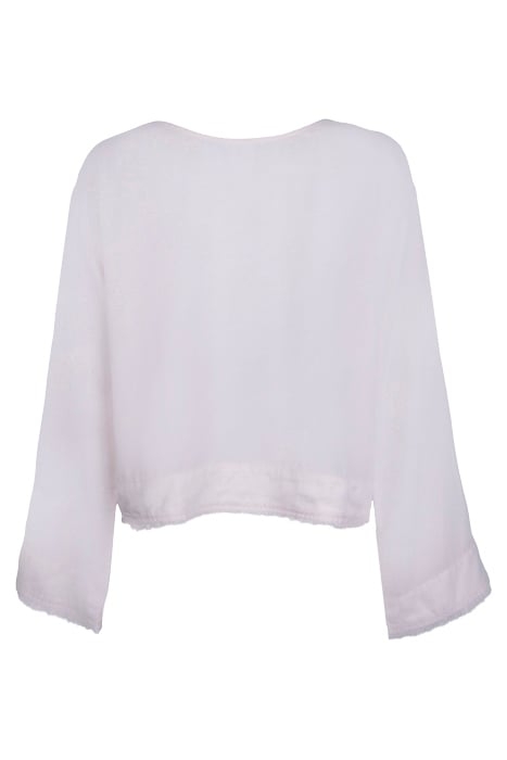 BELL SLEEVE TIE BACK SHIRT SHEER ROSE 2