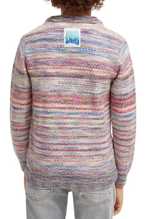STRUCTURED SPACE-DYED PULLOVER STEEL/BERRY STRIPE 2