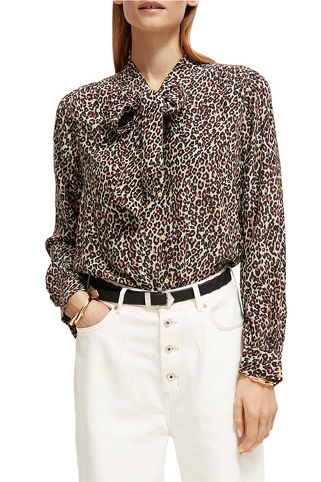 SHIRT WITH TIE NECK CREATURES OF THE NIGHT FIELD GREEN 1