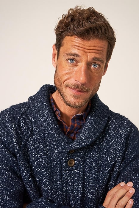 TWISTED CABLE SHAWL DARK NAVY 5