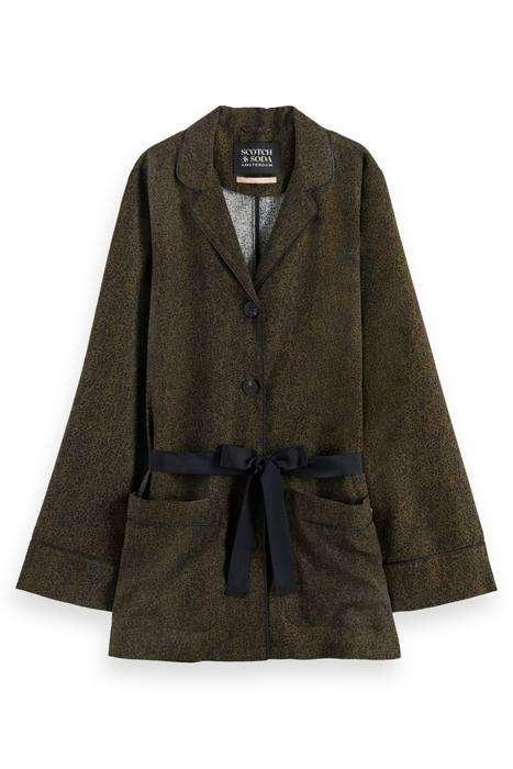 PRINTED LOOSE FIT PYJAMA BLAZER LEOPARD SPOT GREEN 4