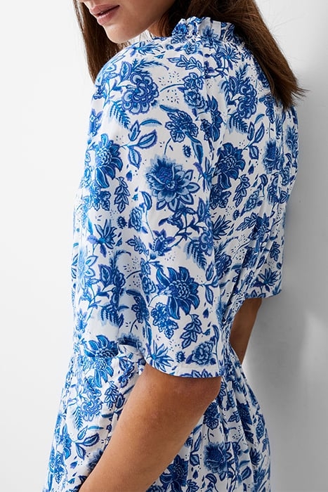 COSETTE SMOCK WAIST MIDI DRESS WHITE/BAJA BLUE 5