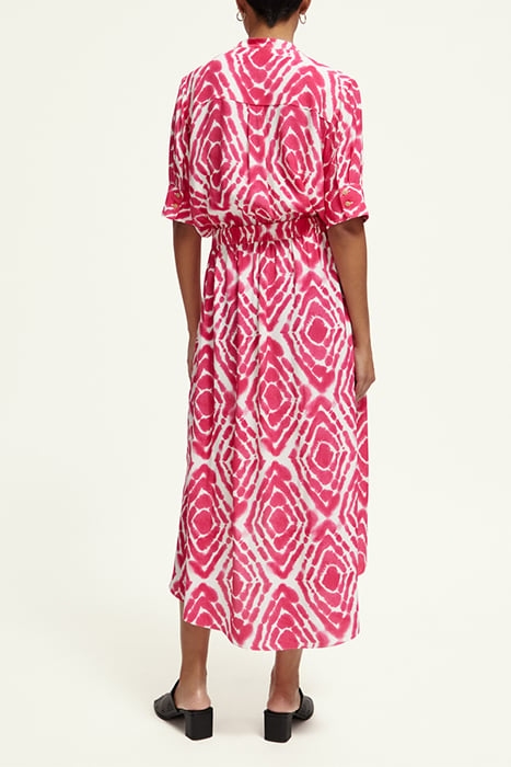 MIDI DRESS WITH HIGH LOW HEM DISCO TIE DYE POP PINK 3