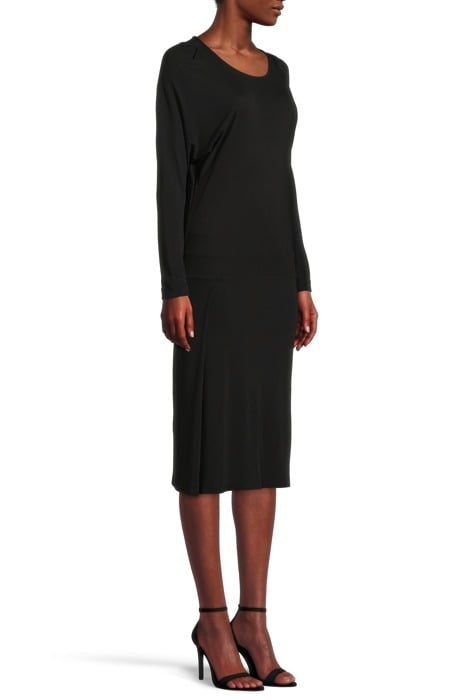 DRAPEY TENCEL SPLIT DRESS BLACK 4