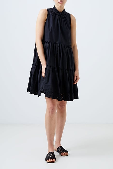 TIERED BRODERIE MIX DRESS BLACK 4