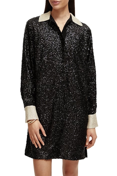 SEQUIN MINI DRESS BLACK 1