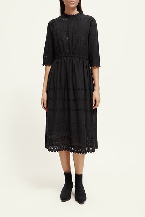 MIDI BRODERIE DRESS BLACK 2