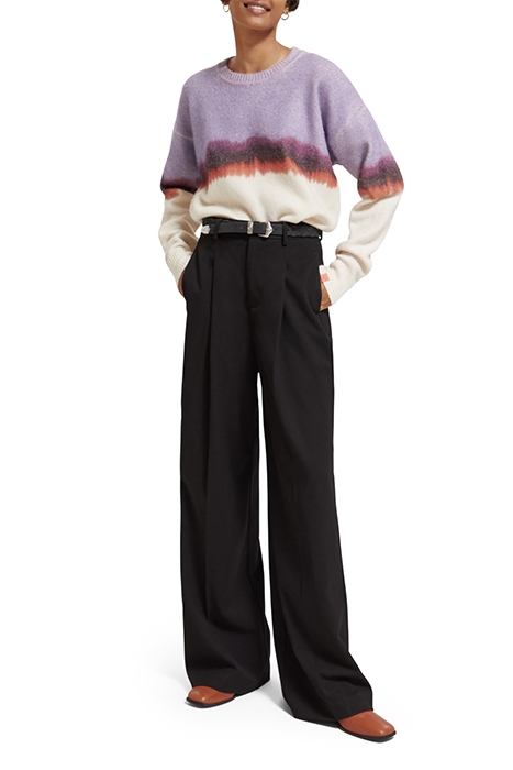 ROSE - PLEATED HIGH RISE WIDE LEG GABARDINE PANT EVENING BLA 3