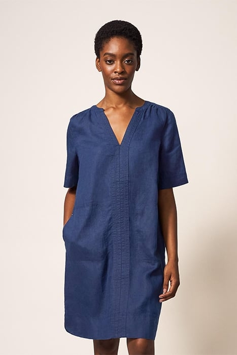 JUNE LINEN SHIFT DRE DARK NAVY 1