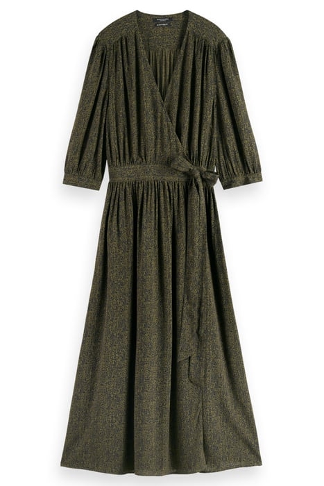 MIDI WRAP DRESS LEOPARD SPOT GREEN 3