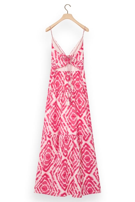 MAXI WAISTED DRESS DISCO TIE DYE POP PINK 4