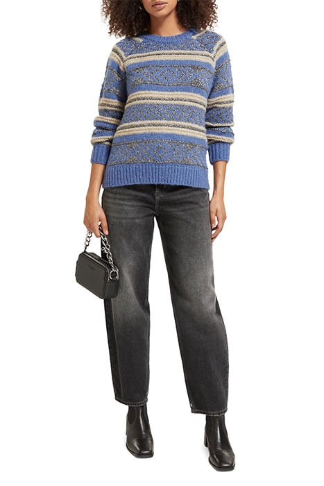 METALLIC FAIR ISLE PULLOVER DUTCH BLUE 3