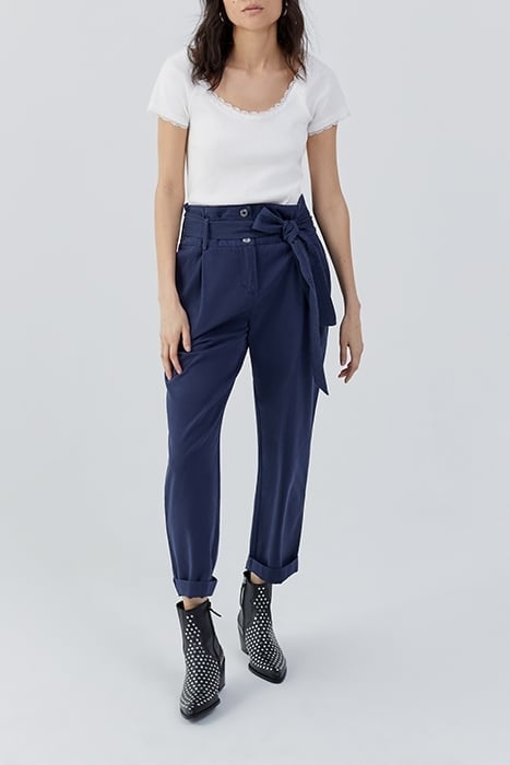 NAVY WIDE-LEG TROUSERS WITH REMOVABLE BELT 3
