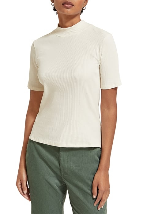 MOCK NECK RIBBED SLIM-FIT TOP SOFT ICE 1