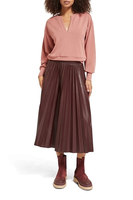 OPEN V-NECK BEADED SWEATSHIRT DUSTY ROSE 3