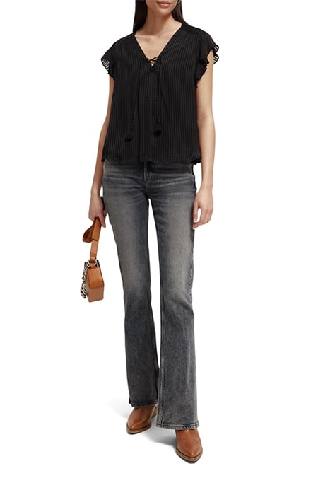 TOP WITH LACE UP FRONT BLACK 3