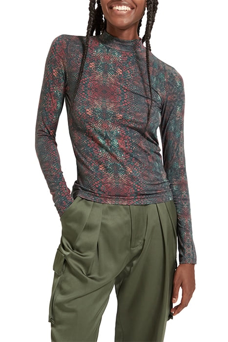 ALL OVER PRINTED MOCKNECK LONG SLEEVED SHIRT SNAKE 1