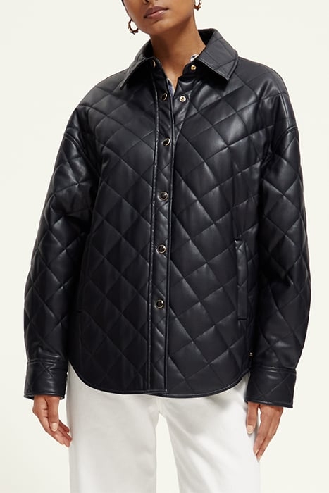 FAUX LEATHER QUILTED SHIRT JACKET NIGHT 1