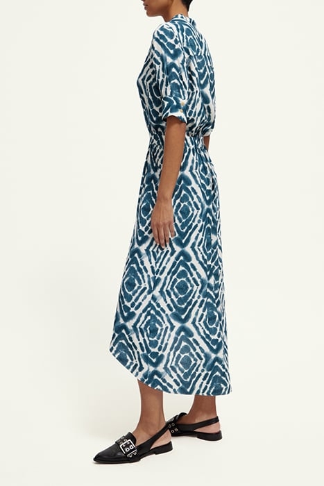 MIDI DRESS WITH HIGH LOW HEM DISCO TIE DYE BOTTLE GREEN 6