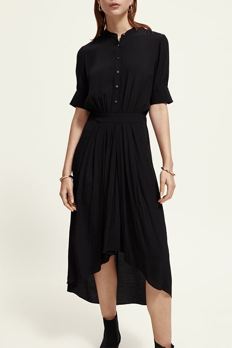 MIDI DRESS WITH HIGH LOW HEM BLACK 1