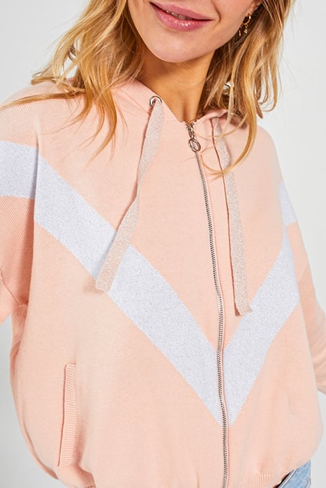 PINK KNIT XL CHEVRON HOODED CARDIGAN 3