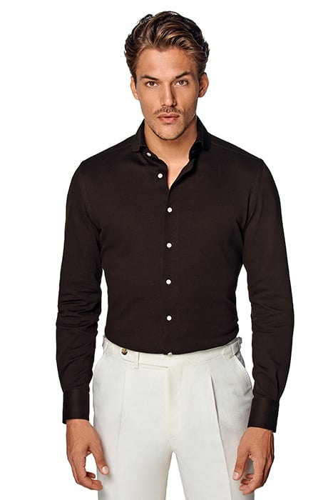 DARK BROWN EXTRA SLIM FIT SHIRT 1