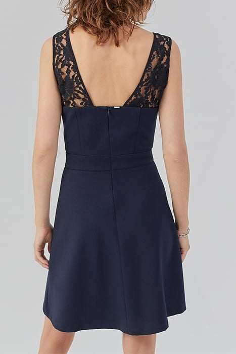 NAVY DRESS WITH BLACK LACE STRAPS 2