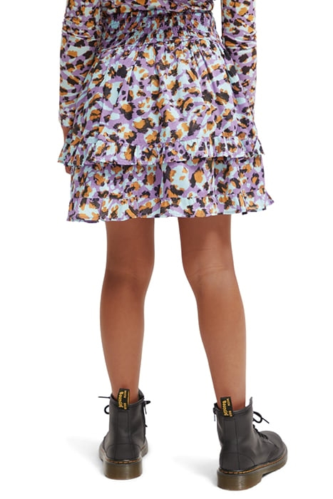 ALL-OVER PRINTED MINI SKIRT FLORAL LEOPARD PURPLE 2