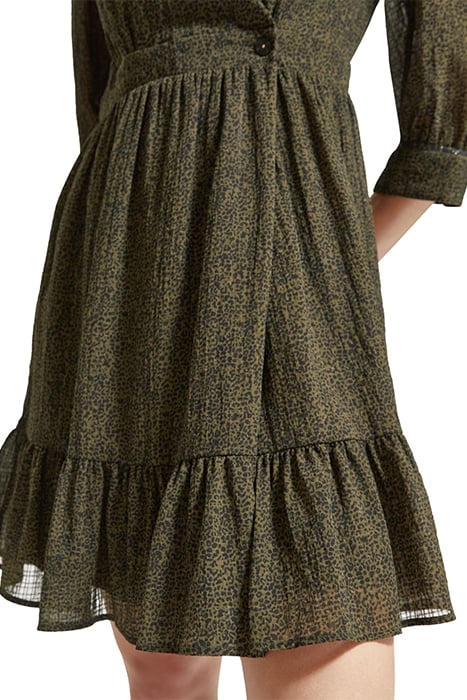 WRAP MINI DRESS LEOPARD SPOT GREEN 8