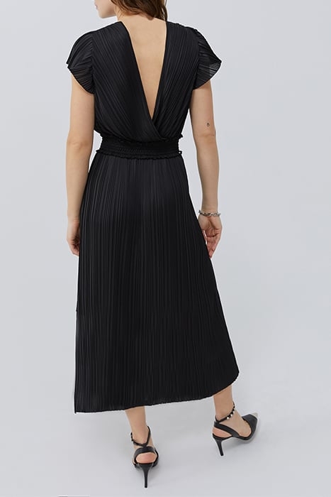 BLACK RECYCLED PLEATED LONG DRESS 2
