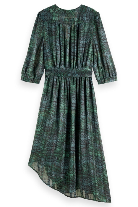 ASYMMETRIC WRAP DRESS FEATHER BOTTLE GREEN 5