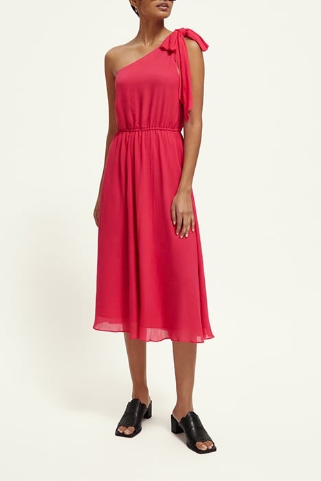 ONE SHOULDER DRESS WITH BOW DETAIL POP PINK 2