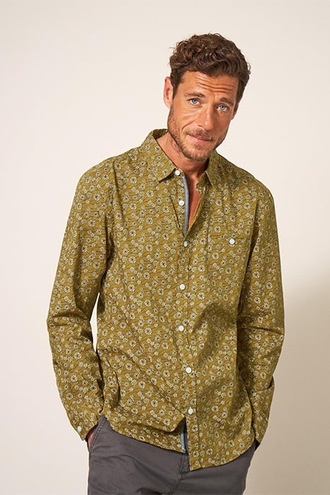 SCATTERED FLOWER PRINTED SHIRT MID GREEN 1