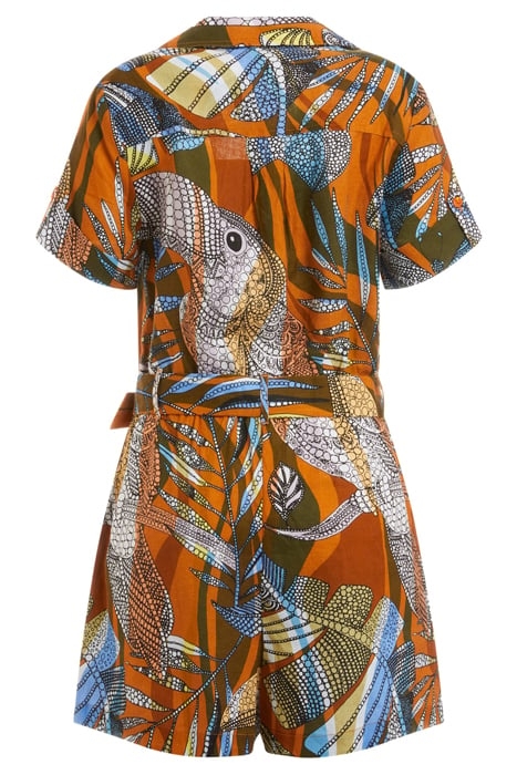 CINDY LINEN ROMPER BATIK TOUCAN CLAY 5