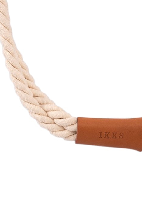 BEIGE CORD TIE BELT WITH LEATHER BUCKLE 7