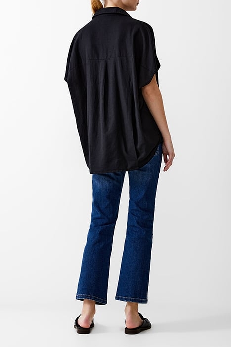 S/S LINEN BLEND POPOVER BLACK 2