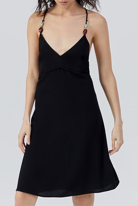 BLACK ECOVERO® STRAPPY DRESS WITH XL BEADS 1