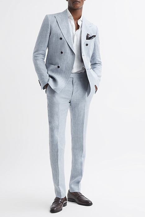 LAGOON-HERRINGBONE SUIT PANTS BLUE 3