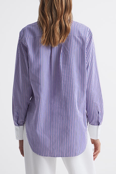 GRACE-CONTRAST BUTTON-DOWN SHIRT PURPLE/WHITE 2
