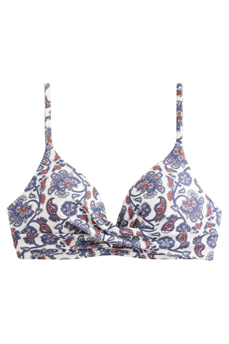 CAPRI CUP-SIZE BIKINI TOP IVORY, BLUE PAISLEY 3