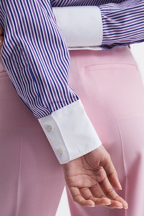 GRACE-CONTRAST BUTTON-DOWN SHIRT PURPLE/WHITE 7