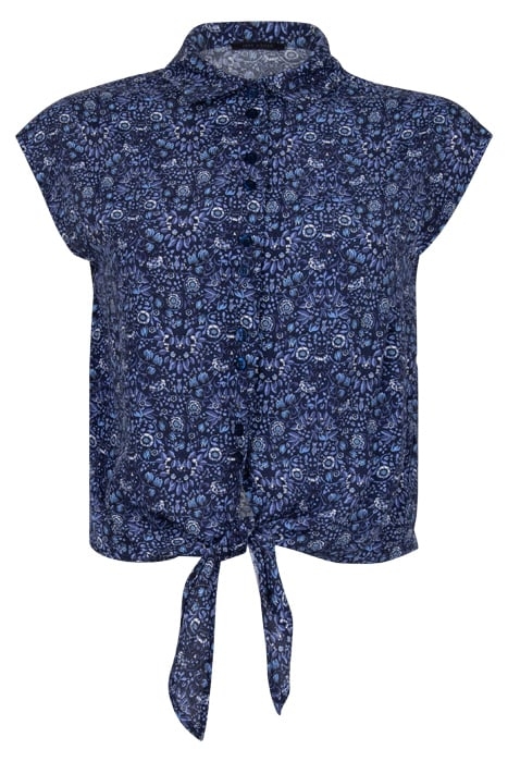 NAVY FRONT-TIED TOP WITH BLUE FLOWER PRINT 4