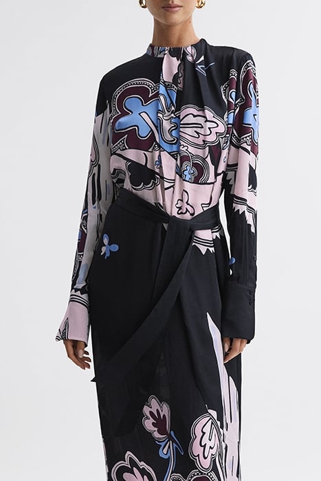 SAMARA SCARF MIDI DRESS — BLACK 4